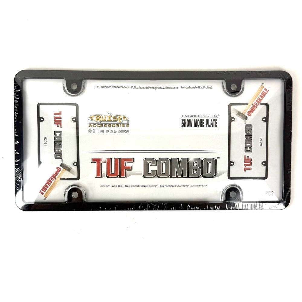 TUF COMBO License Plate Frame - Black and Silver